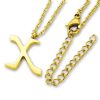 Amanto Ketting X Gold - Unisex - 316L Staal Goud PVD - Letter - 18 x 13 - 50 cm-0