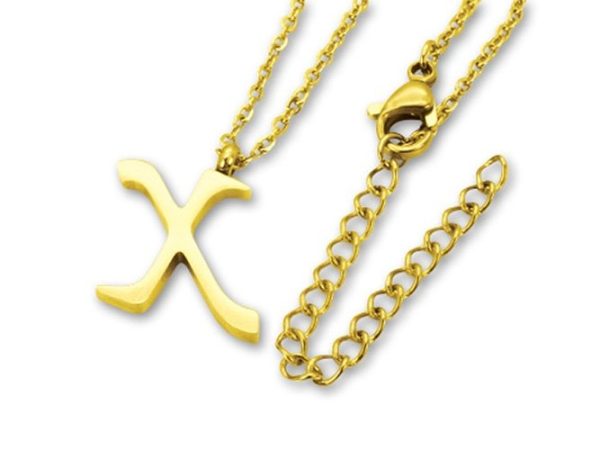 Amanto Ketting X Gold - Unisex - 316L Staal Goud PVD - Letter - 18 x 13 - 50 cm-0
