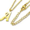 Amanto Ketting Letter A Gold - 316L Staal PVD - Alfabet - 16x10mm - 50cm-0