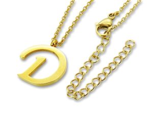 Amanto Ketting D Gold - Unisex - 316L Staal Goud PVD - Letter - 18 x 16 - 50 cm-0