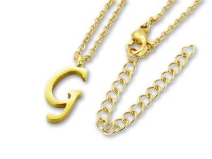 Amanto Ketting G Gold - 316L Staal PVD Verguld - Alfabet - 18x8mm - 50cm-0