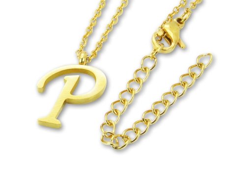 Amanto Ketting P Gold - Unisex - 316L Staal Goud PVD - Letter - 17 x 12 - 50 cm-0