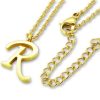 Amanto Ketting R Gold - Unisex - 316L Staal PVD - Letter - 16x11mm - 50cm-0
