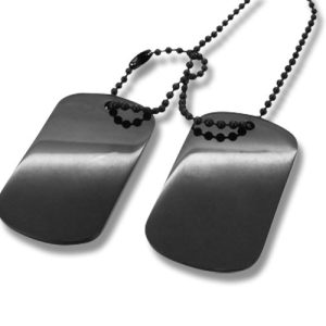 Amanto Ketting Elco Black - 316L Staal PVD - Dogtag - 52x30mm - 70cm-0