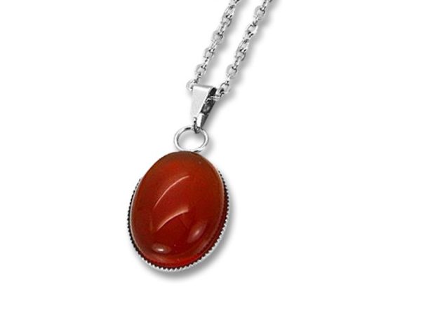 Amanto Ketting Dilin Red - Dames - 316L Staal PVD - Zirkonia - Natuursteen - 19 x 14 mm - 50 cm-0