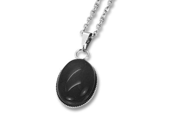 Amanto Ketting Dilin Black - Dames - 316L Staal PVD - Zirkonia - Natuursteen - 19 x 14 mm - 50 cm-0