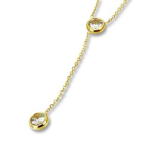 Amanto Ketting Efsa Gold - Dames - 316L Staal Goud PVD -Zirkonia - ∅7 mm - 47 cm-0