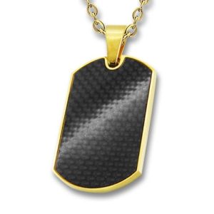 Amanto Ketting Emson G - 316L Staal PVD - Dogtag - Carbon - 32x20mm - 60cm-0