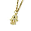 Amanto Ketting Evy Gold - Dames - 316L Staal PVD - Zirkonia - Fatima - 17x11 mm - 45 cm -0