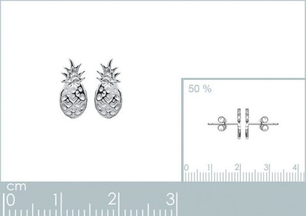 Montebello Oorbellen Pineapple - Dames - Zilver Gerhodineerd - Ananas - 5x10 mm-23785