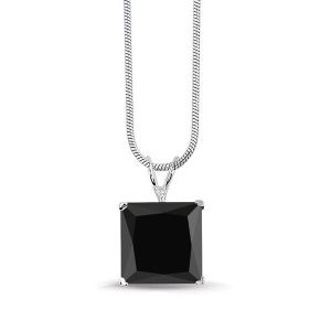 Montebello ketting Vana Black - Dames - Zilver Gerhodineerd - Zirkonia - 10x10 mm - 42 cm-0
