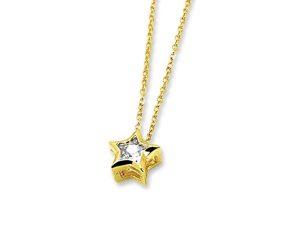 Amanto Ketting Gemma Gold - Dames - 316L Staal PVD - Zirkonia - Ster - ∅8 mm - 50 cm -0
