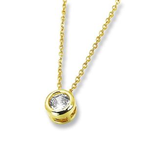 Amanto Ketting Genis Gold - Dames - 316L Staal PVD - Zirkonia - Rondje - ∅7 mm - 50 cm -0