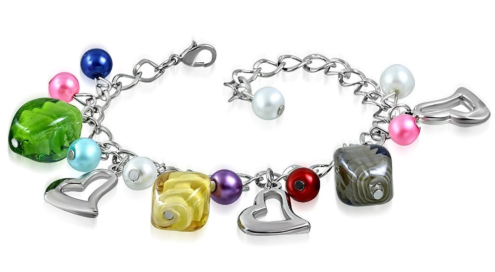 Ideaal Sijpelen uitlijning Montebello Armband Azia FBF475 - Dames - Glasbedels - Hartjes - Aanpasbare  Lengte - Amanto Juwelen